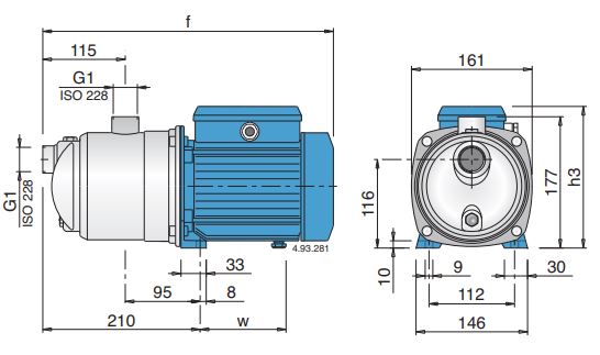 Centrifugal-pump-CALPEDA-MXP dimensions